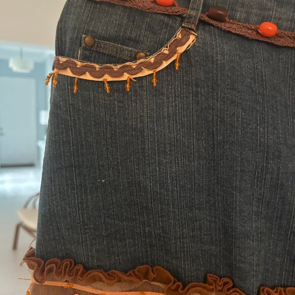 Vintage Paradise NY Jean Tiered Embellished Maxi Skirt - Picture 4 of 9